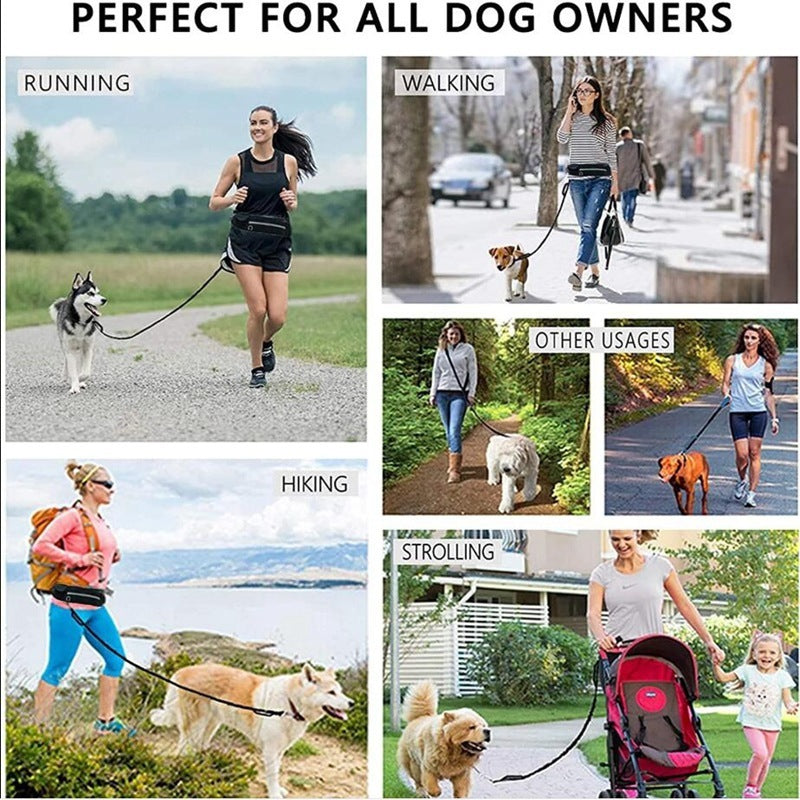 Hands-Free Dog Leash with Bungee & Training Belt - Happy Paws - Furbizzle