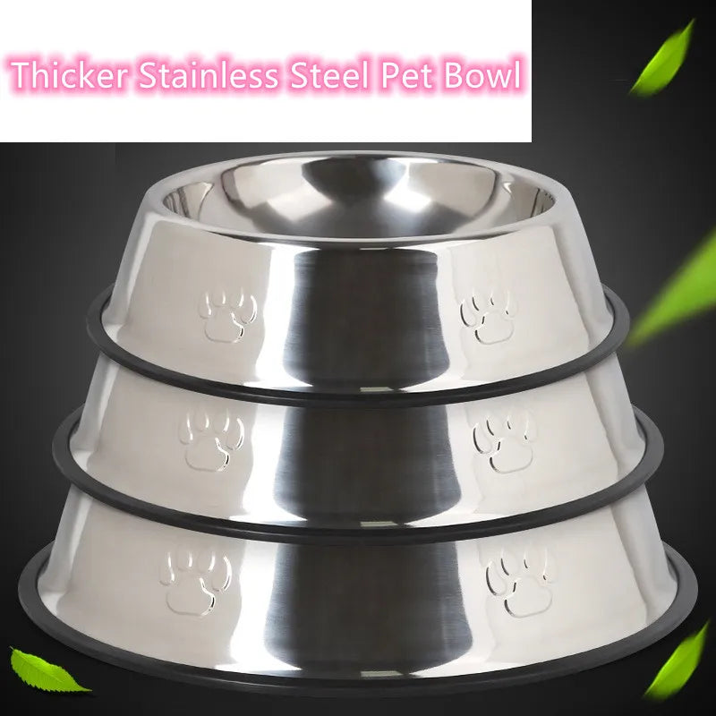 Stainless Steel Skidproof Pet Bowls - Happy Paws - Furbizzle