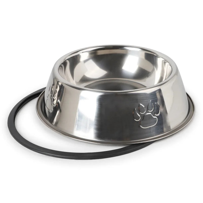 Stainless Steel Skidproof Pet Bowls - Happy Paws - Furbizzle