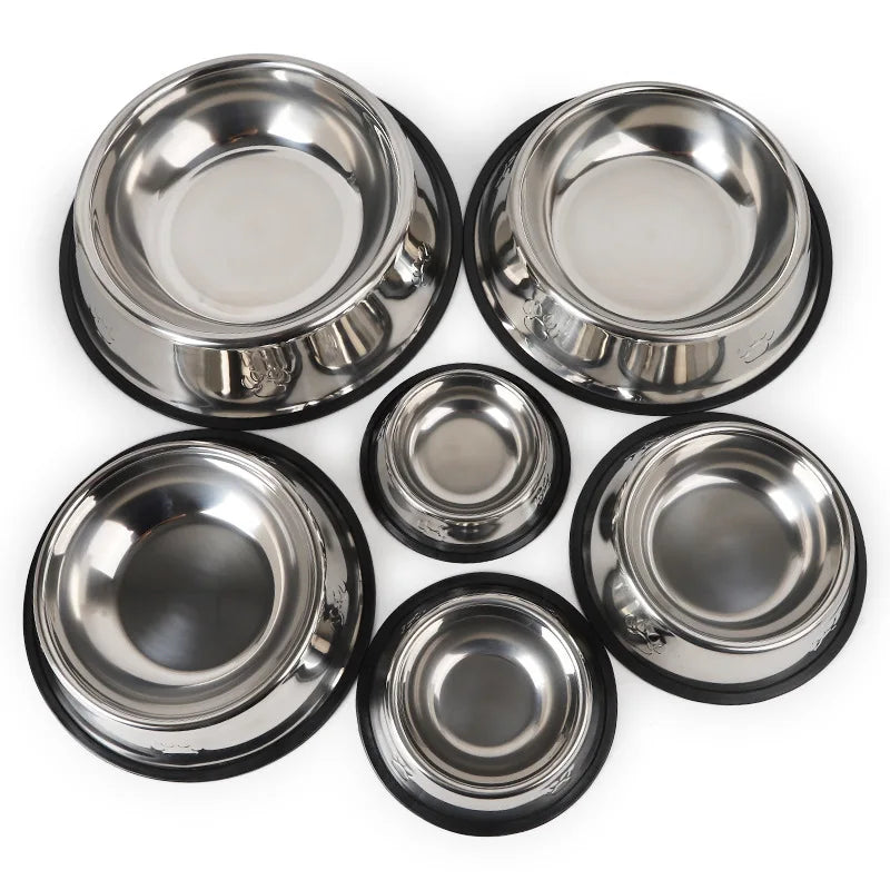 Stainless Steel Skidproof Pet Bowls - Happy Paws - Furbizzle