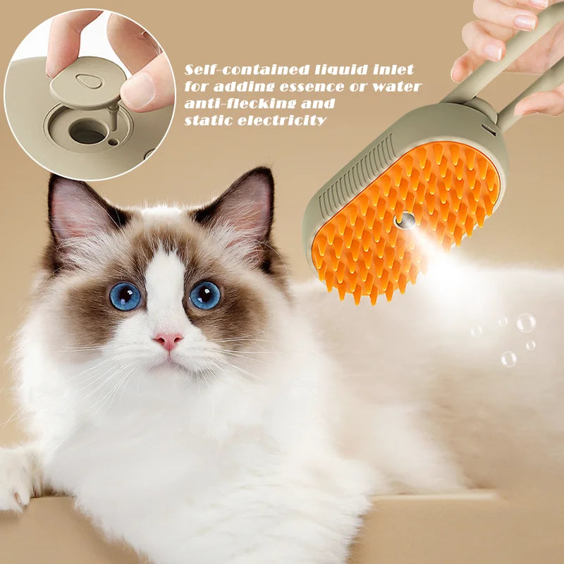 3-in-1 Pet Steam Brush for Grooming - Happy Paws - Furbizzle