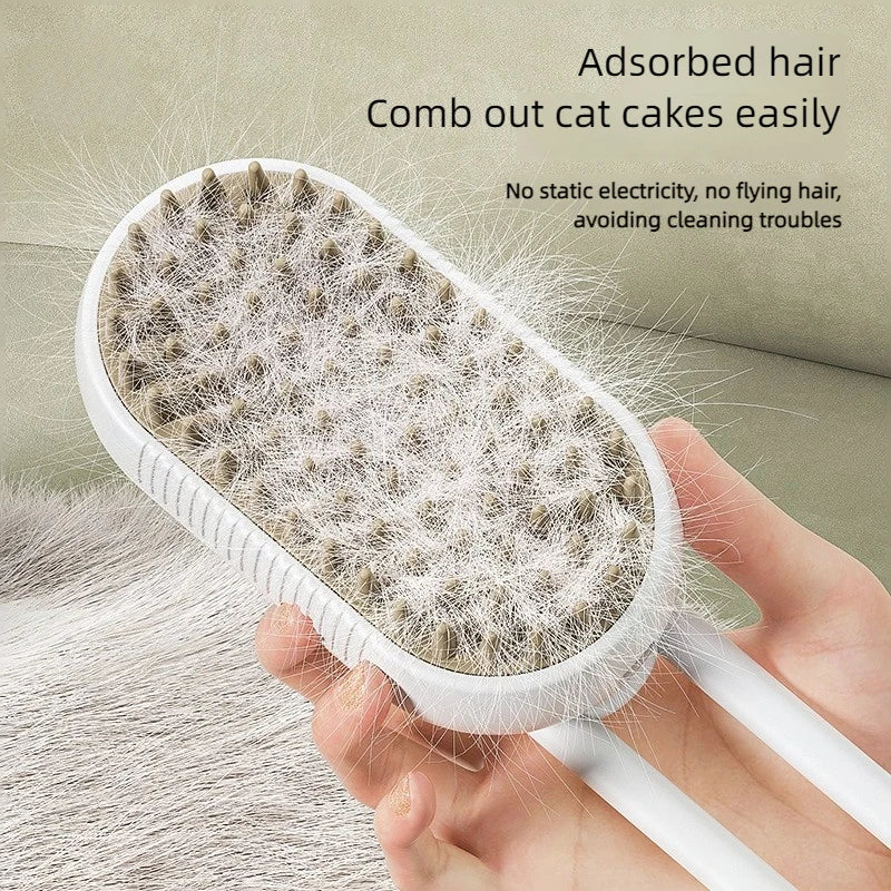 3-in-1 Pet Steam Brush for Grooming - Happy Paws - Furbizzle