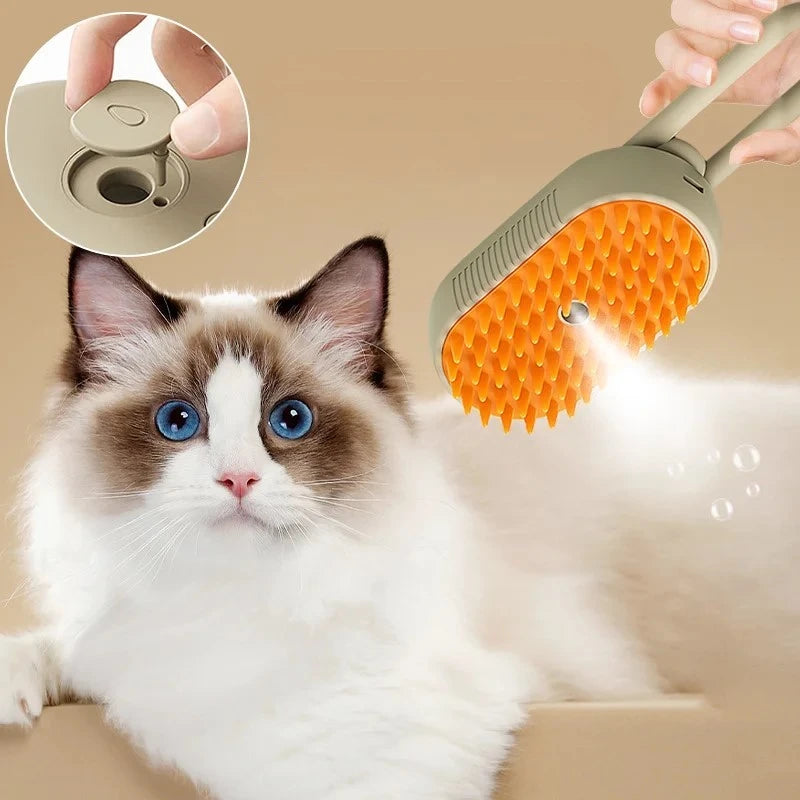 3-in-1 Pet Steam Brush for Grooming - Happy Paws - Furbizzle