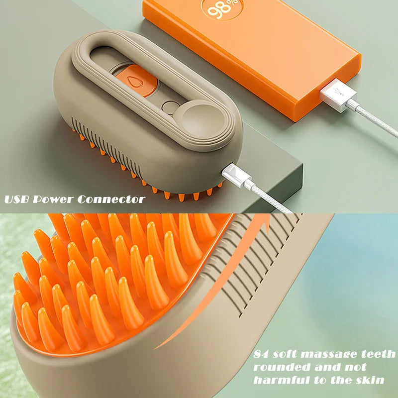 3-in-1 Pet Steam Brush for Grooming - Happy Paws - Furbizzle