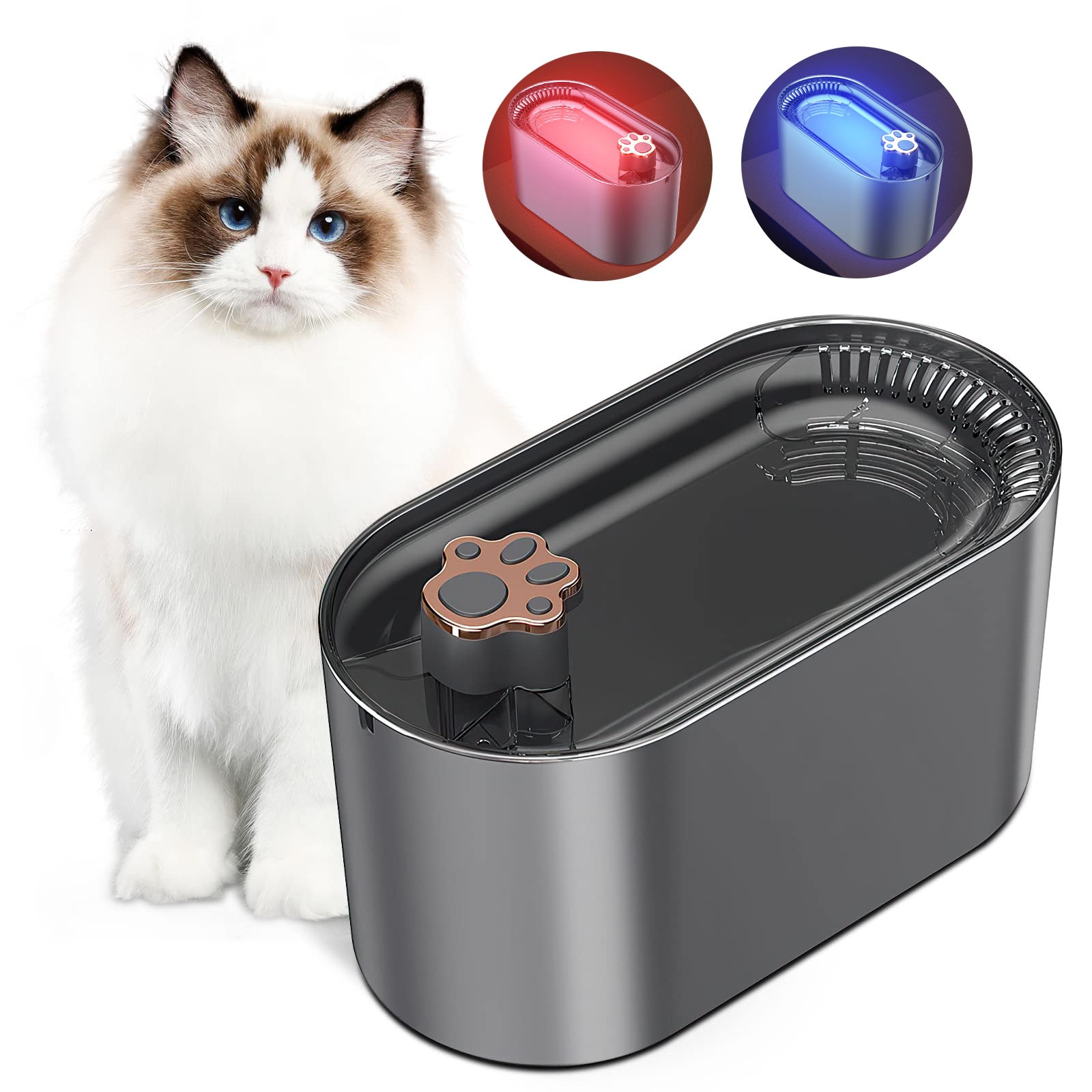 Ultra-Quiet 3L Cat & Dog Water Fountain with LED Alert - Happy Paws - Furbizzle